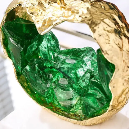 Modern gold crystal metal fruit sculpture set living room decor