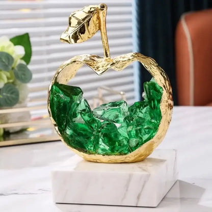 Modern gold crystal metal fruit sculpture set living room decor