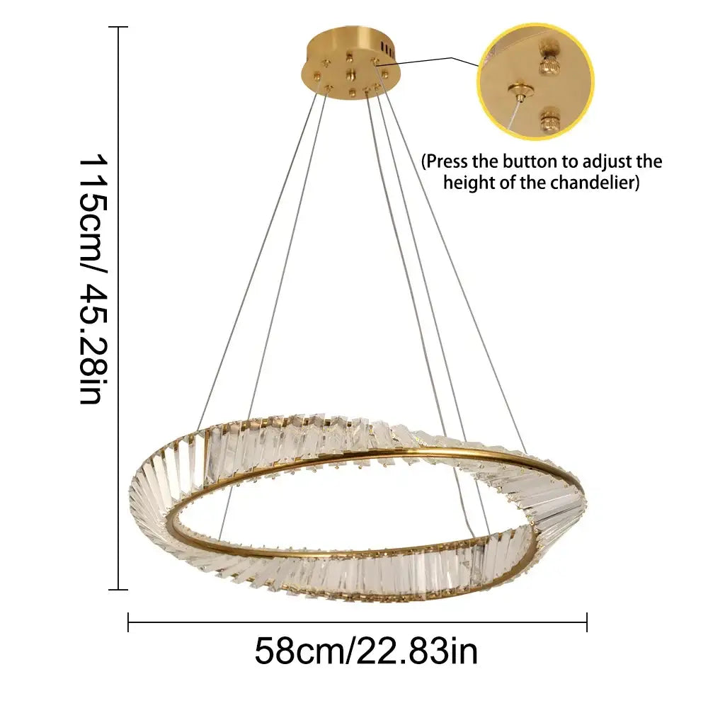 Modern gold crystal möbius strip pendant chandelier dining room