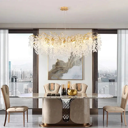Modern gold crystal money tree chandelier living room light
