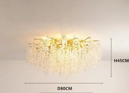 Modern gold crystal money tree chandelier living room light