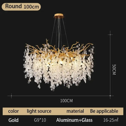 Modern gold crystal money tree chandelier living room light