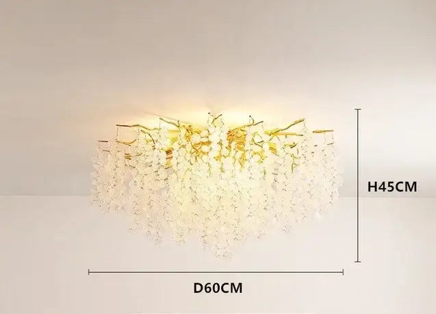 Modern gold crystal money tree chandelier living room light