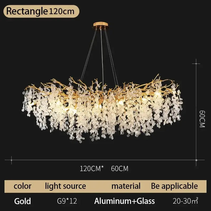 Modern gold crystal money tree chandelier living room light