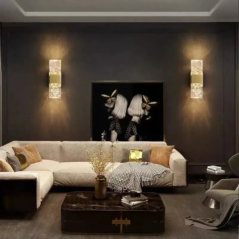 Modern gold crystal nordic led wall sconce bedroom light