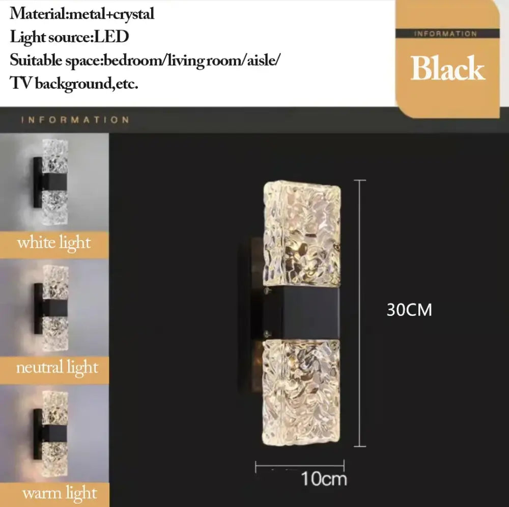 Modern gold crystal nordic led wall sconce bedroom light