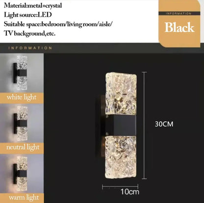 Modern gold crystal nordic led wall sconce bedroom light