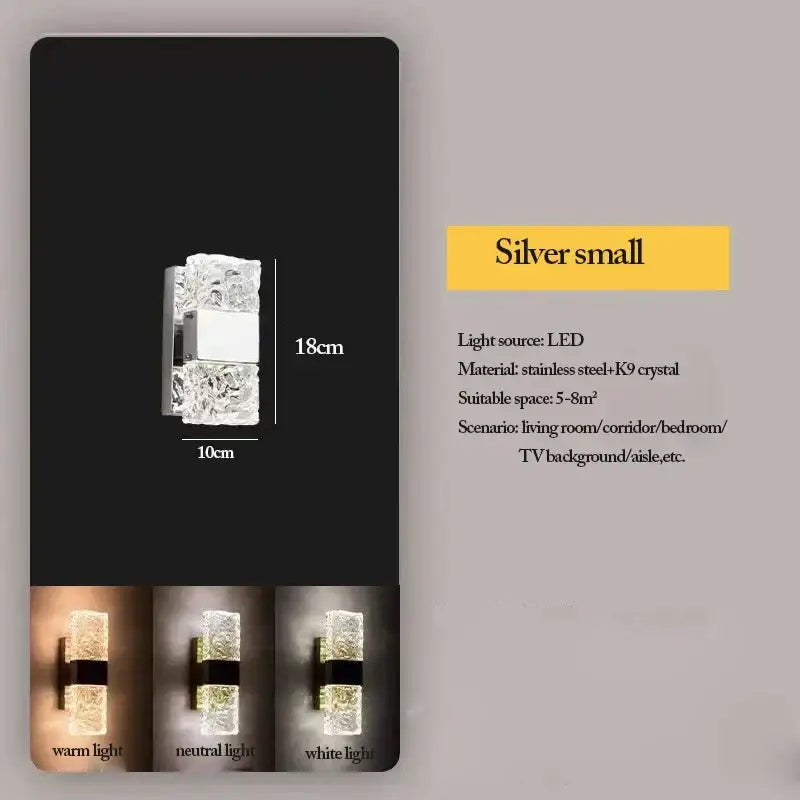 Modern gold crystal nordic led wall sconce bedroom light