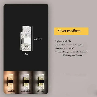 Modern gold crystal nordic led wall sconce bedroom light