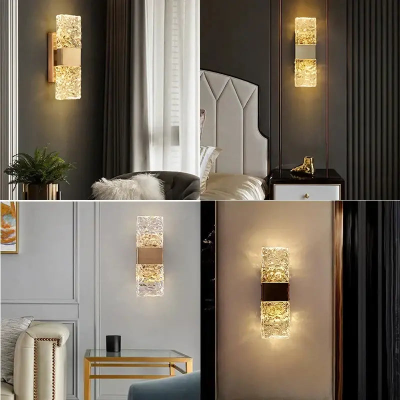 Modern gold crystal nordic led wall sconce bedroom light