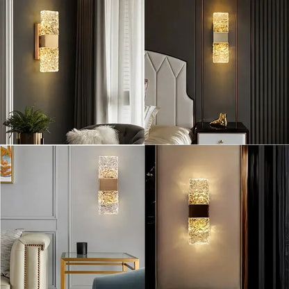 Modern gold crystal nordic led wall sconce bedroom light