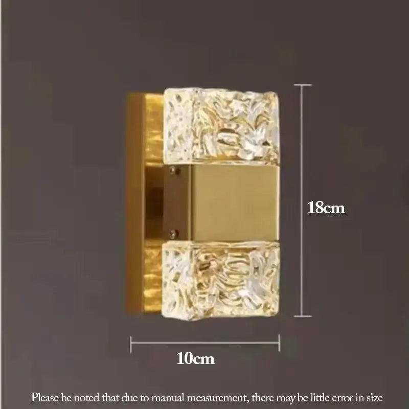 Modern gold crystal nordic led wall sconce bedroom light