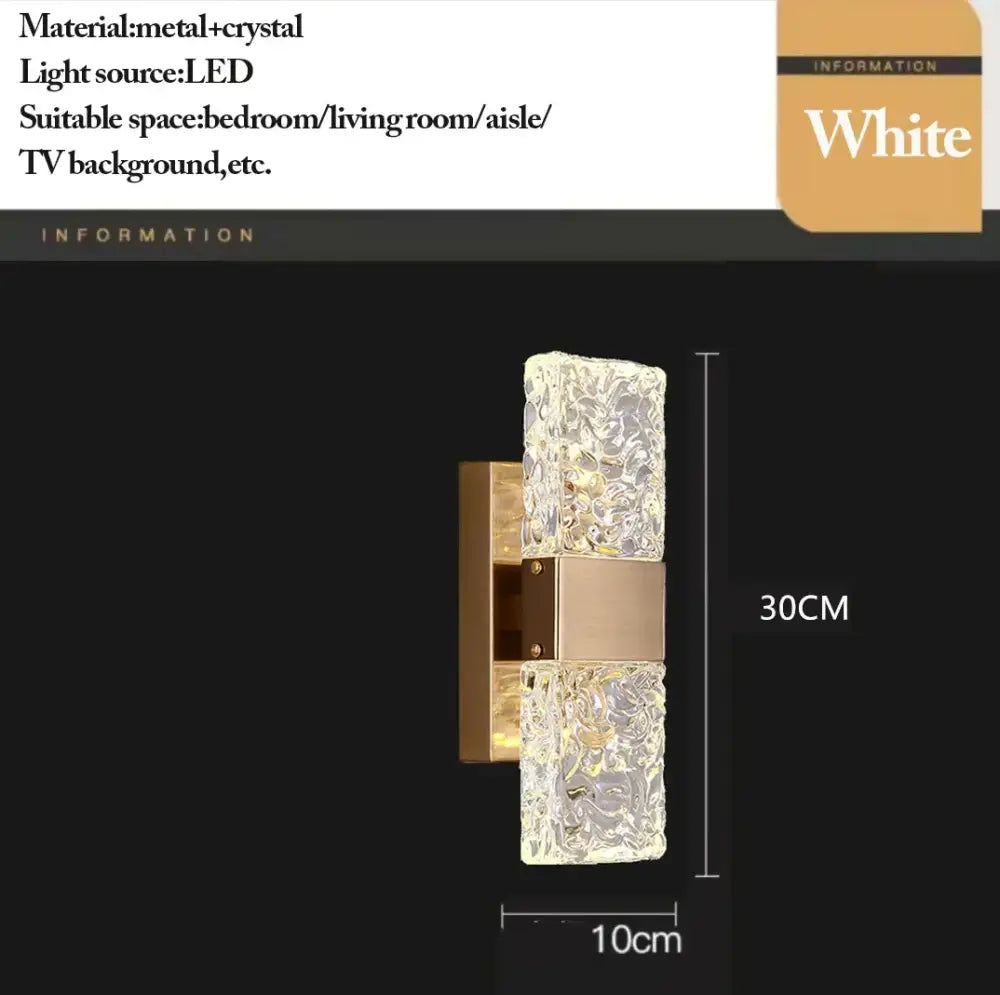 Modern gold crystal nordic led wall sconce bedroom light