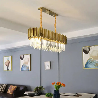 Modern gold crystal oval ceiling chandelier living room lighting