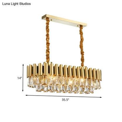 Modern gold crystal oval chandelier dining room lighting