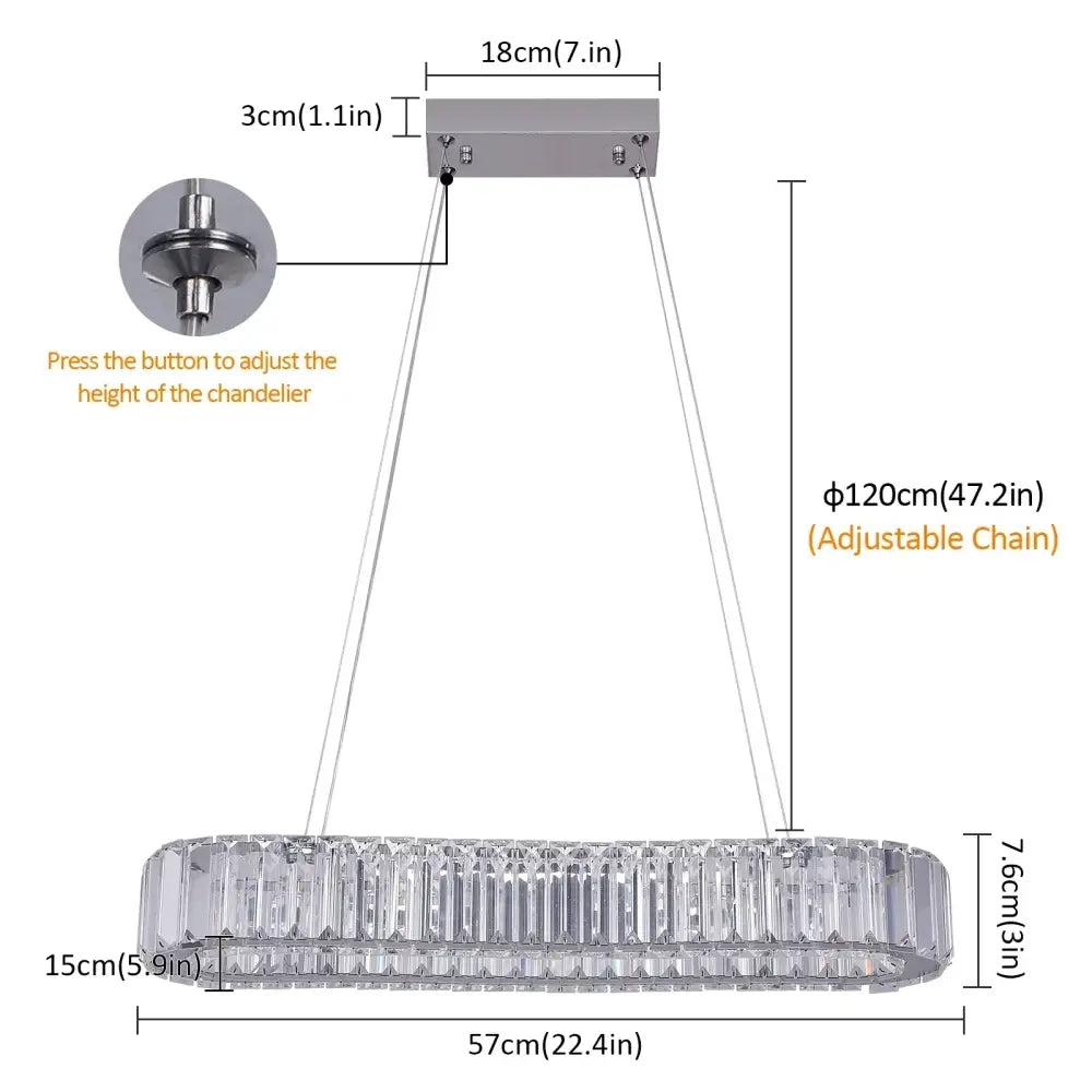 Modern gold crystal oval led chandelier for living room