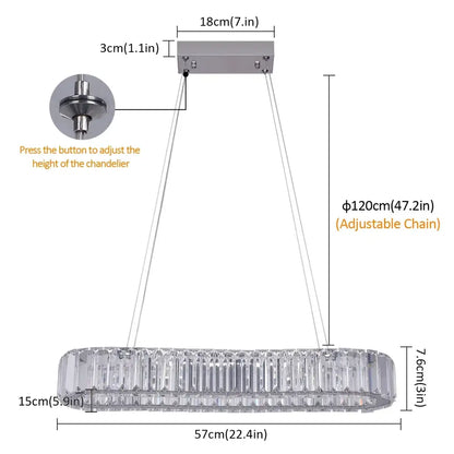 Modern gold crystal oval led chandelier for living room