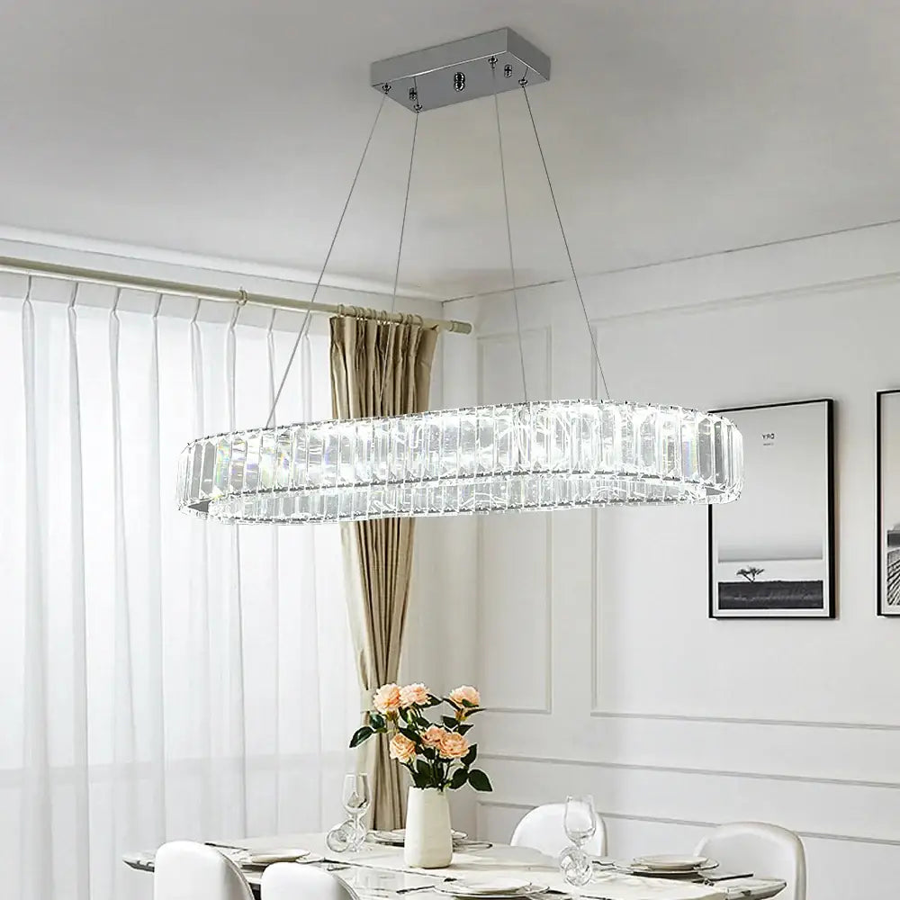Modern gold crystal oval led chandelier for living room