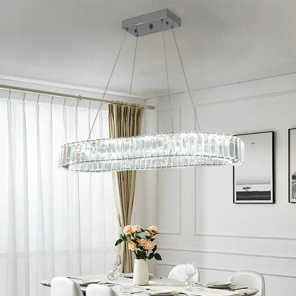 Modern gold crystal oval led chandelier for living room