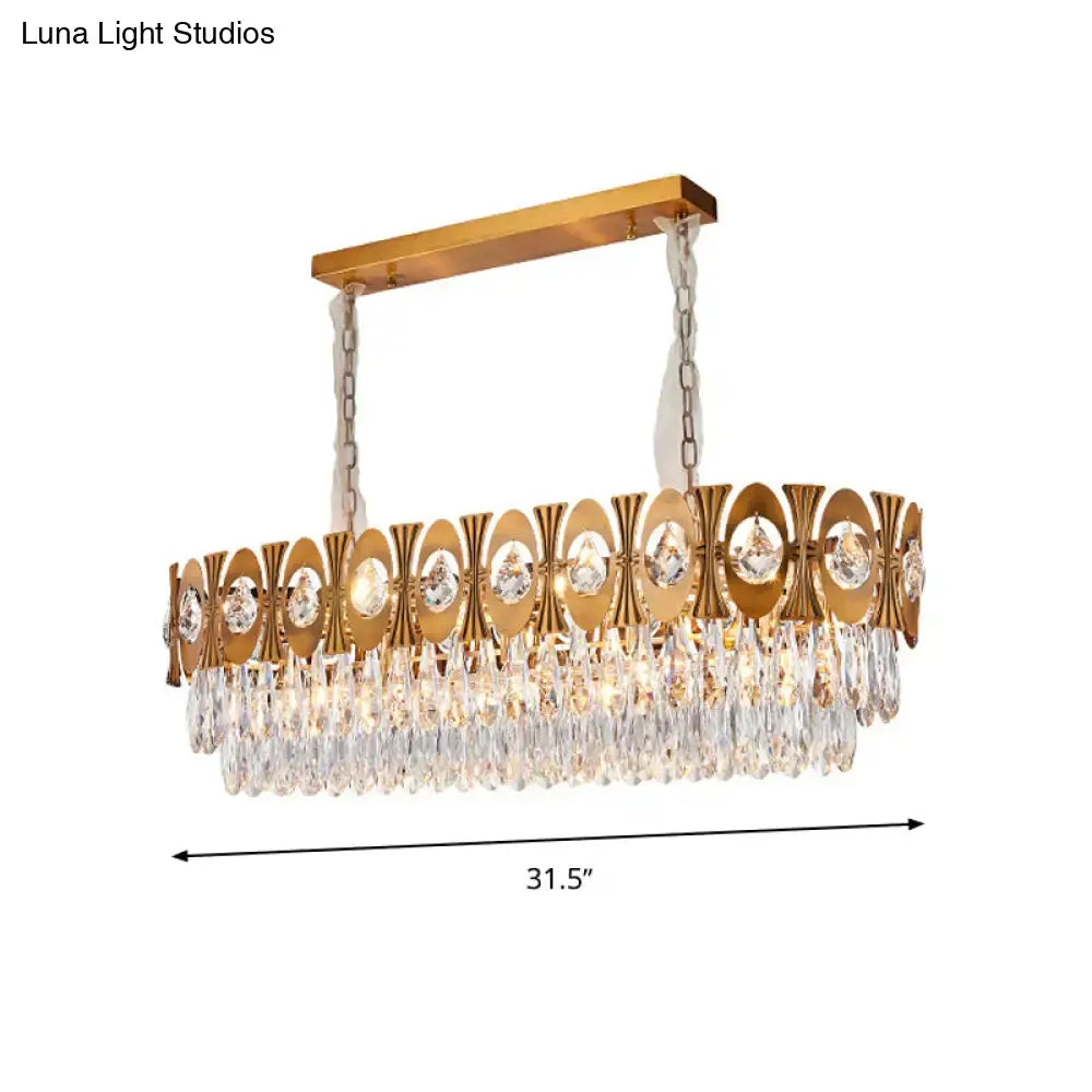 Modern gold crystal oval suspension island pendant light dining room