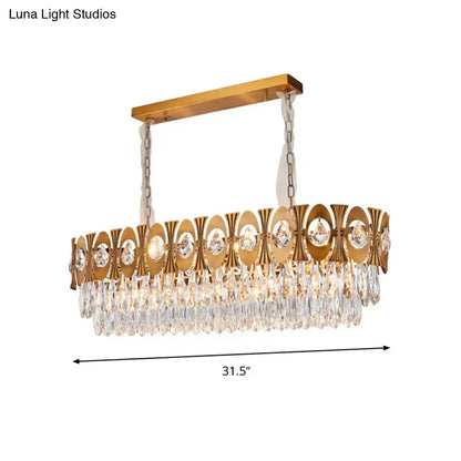 Modern gold crystal oval suspension island pendant light dining room