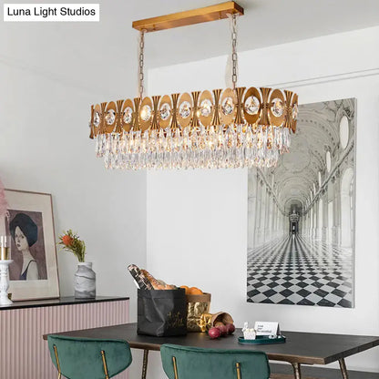 Modern gold crystal oval suspension island pendant light dining room