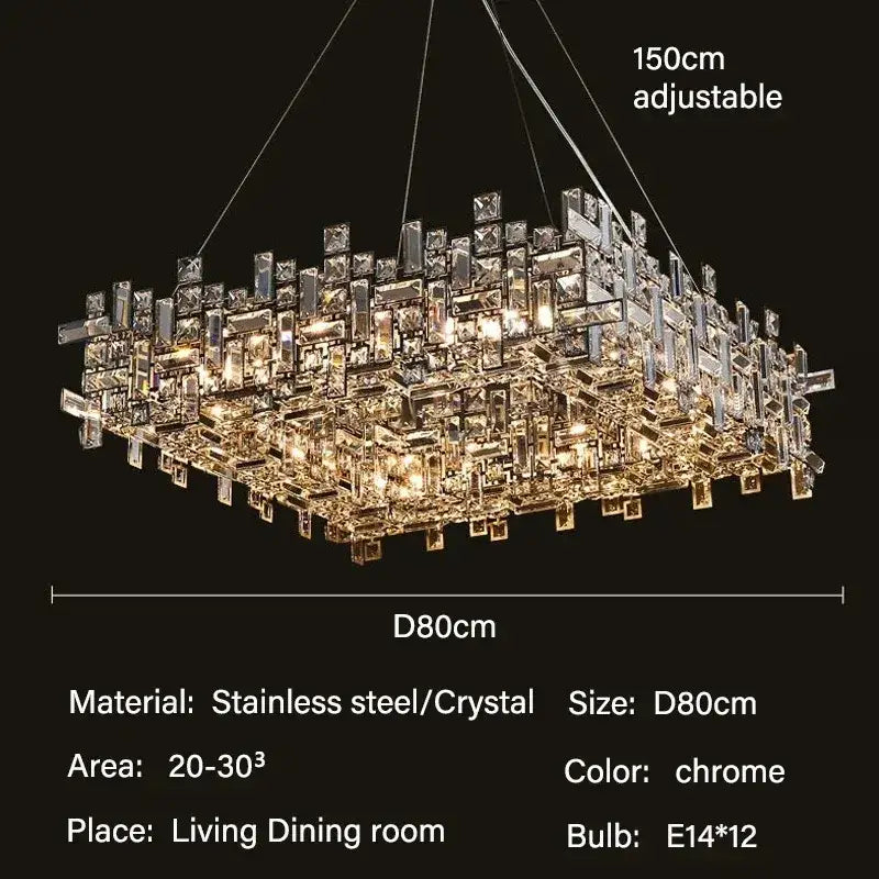 Modern gold crystal pendant chandelier dining room layered light
