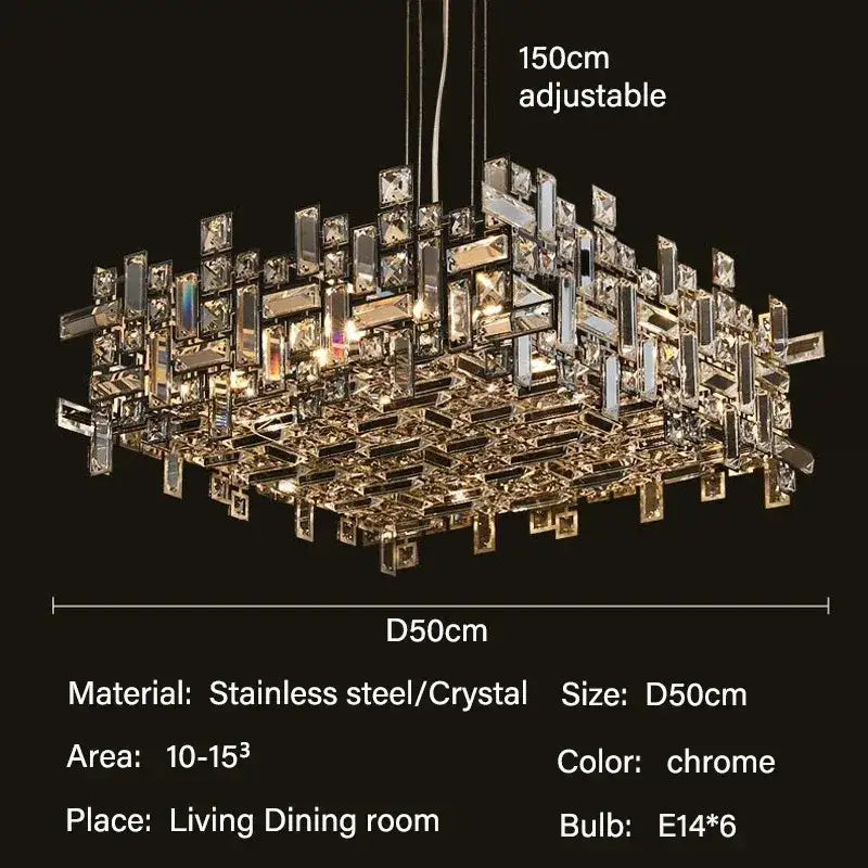 Modern gold crystal pendant chandelier dining room layered light