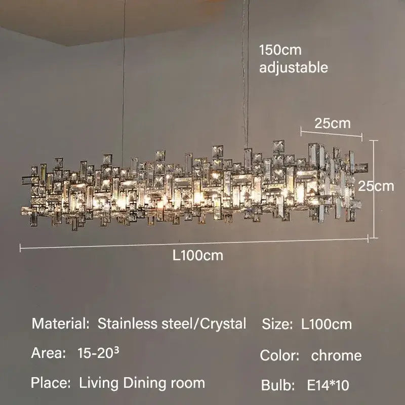 Modern gold crystal pendant chandelier dining room layered light
