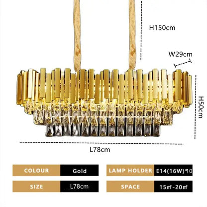 Modern gold crystal pendant chandelier dining room tiered droplets