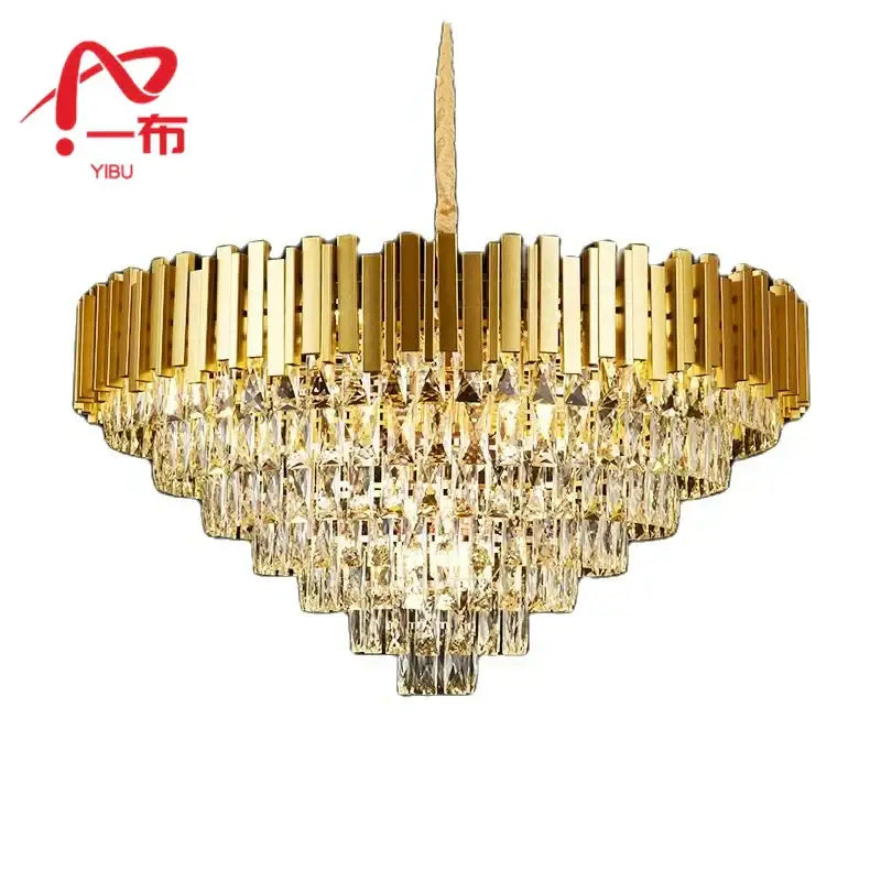Modern gold crystal pendant chandelier dining room tiered droplets