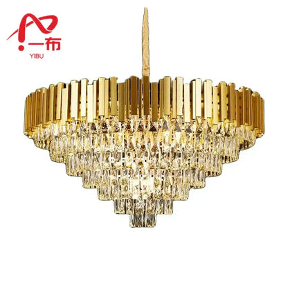 Modern gold crystal pendant chandelier dining room tiered droplets