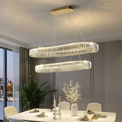 Modern gold crystal pendant chandelier for dining room