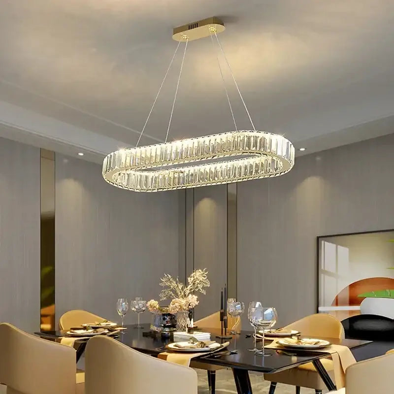 Modern gold crystal pendant chandelier for dining room