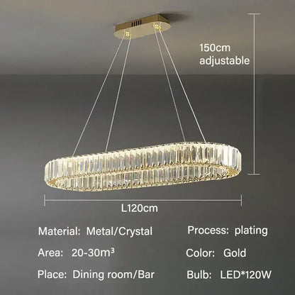 Modern gold crystal pendant chandelier for dining room
