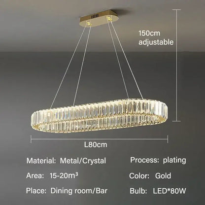 Modern gold crystal pendant chandelier for dining room
