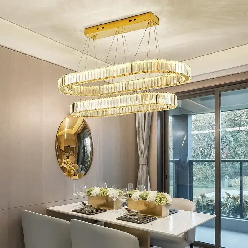 Modern gold crystal pendant chandelier for dining room