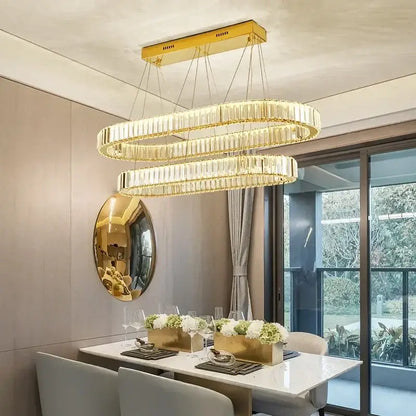 Modern gold crystal pendant chandelier for dining room