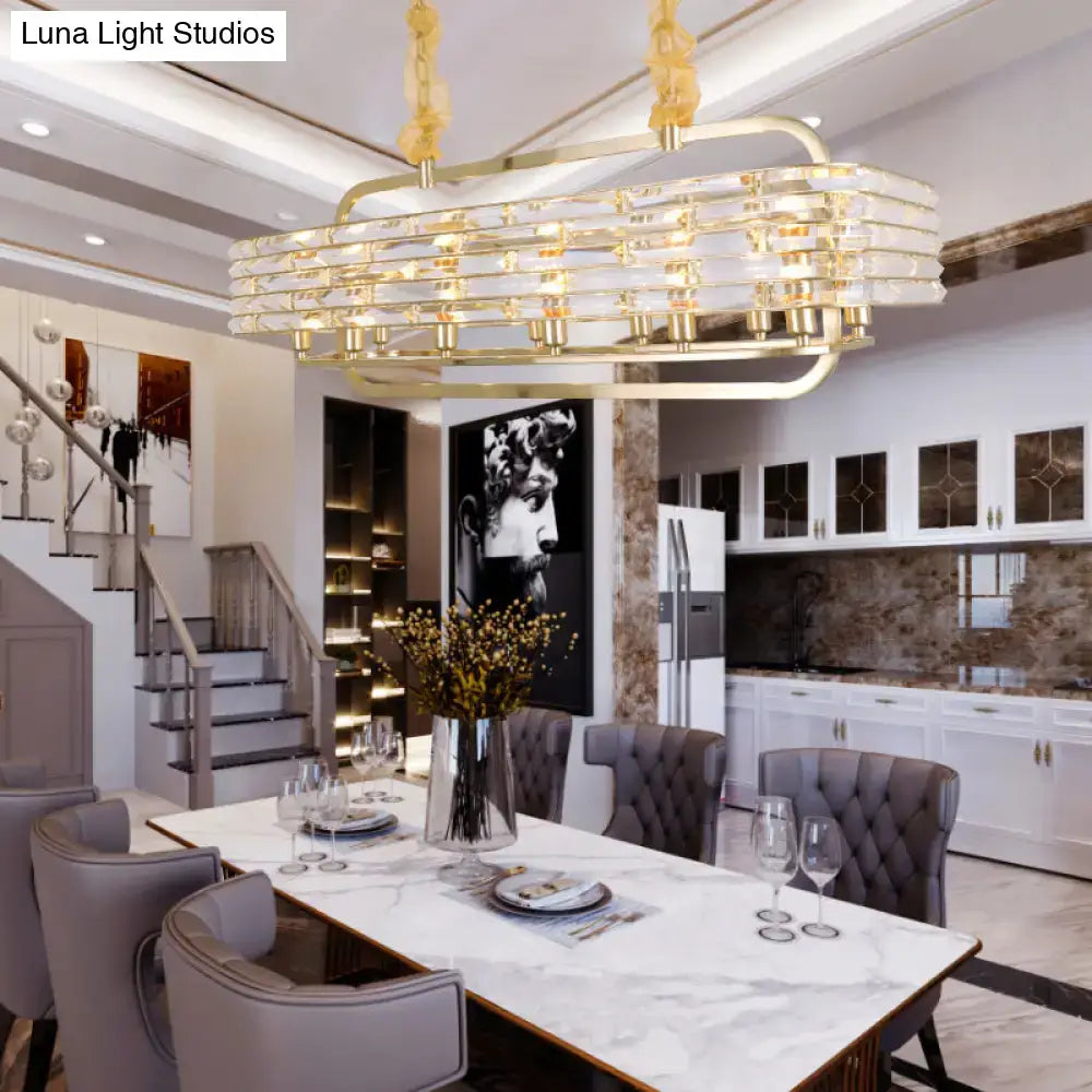 Modern gold crystal pendant light fixture for living room