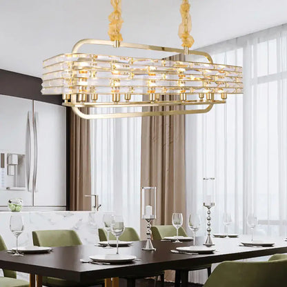 Modern gold crystal pendant light fixture for living room
