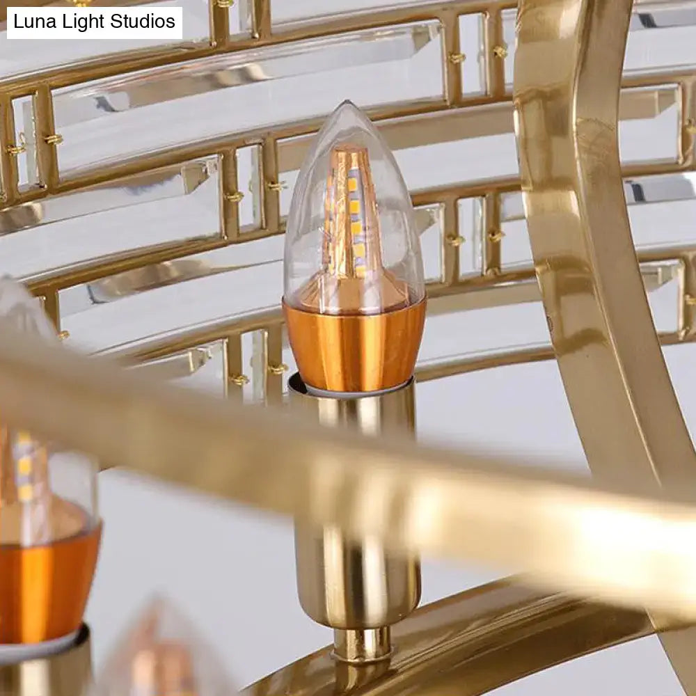 Modern gold crystal pendant light fixture for living room