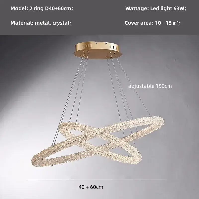 Modern gold crystal pendant lights – luxury dining room chandelier