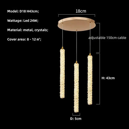 Modern gold crystal pendant lights – luxury dining room chandelier