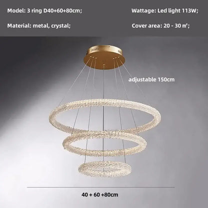 Modern gold crystal pendant lights – luxury dining room chandelier