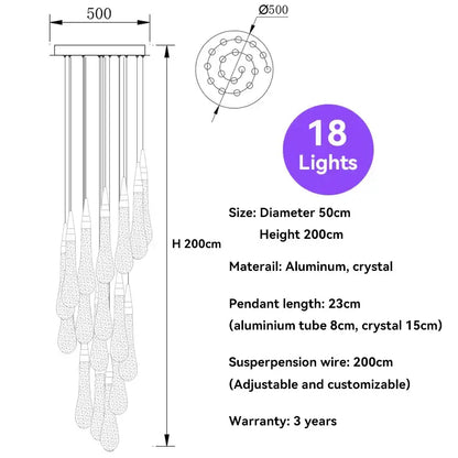 Modern gold crystal raindrop pendant lights – foyer chandelier