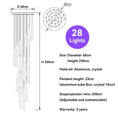 Modern gold crystal raindrop pendant lights – foyer chandelier