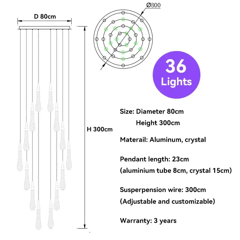 Modern gold crystal raindrop pendant lights – foyer chandelier