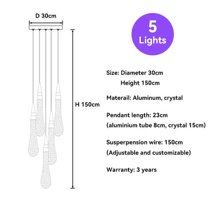 Modern gold crystal raindrop pendant lights – foyer chandelier