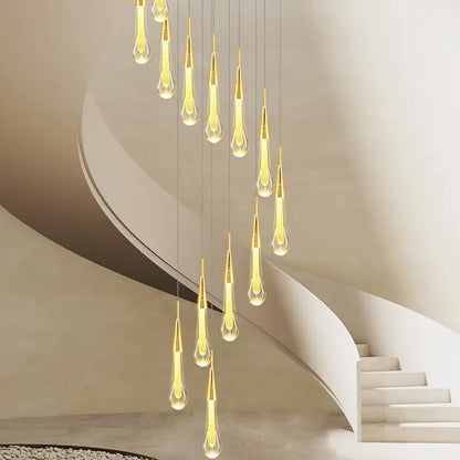Modern gold crystal raindrop pendant lights – foyer chandelier