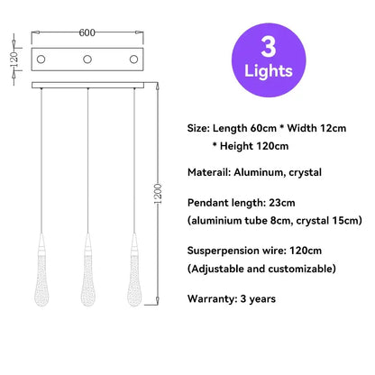 Modern gold crystal raindrop pendant lights – foyer chandelier
